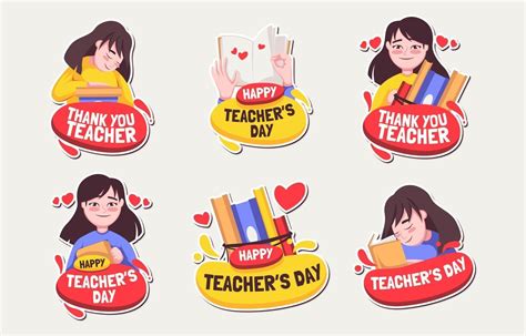 Happy Teachers Day Sticker Collections 3393598 Vector Art At Vecteezy