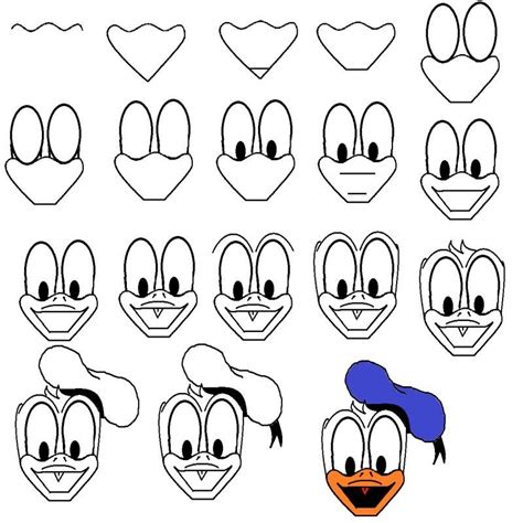 Step By Step Drawing Donald Duck