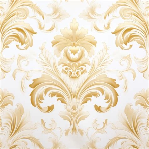 Premium Photo | Elegant Gold Damask Wallpaper On White Background