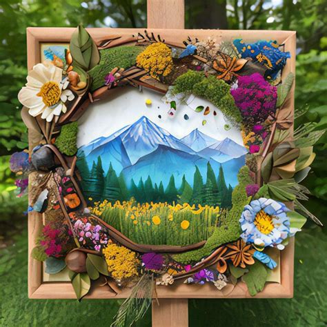 Premium AI Image | Wooden picture frame in the garden with wild flowers ...