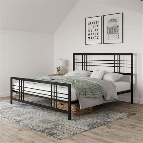 Dhp Burbank Black Metal Platform Bed With Adjustable Height King