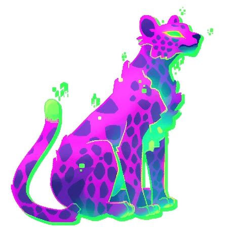 Premium Ai Image Vibrant Fluorescent Tricolor Ocelot Pixel Art Sprite