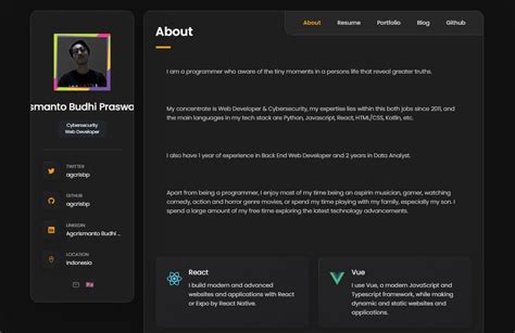 Resume Portfolio Website Template Using Vue