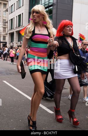 Transvestites Peeing At Gay Pride Stock Photo Alamy