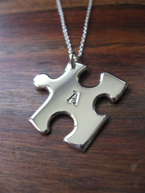 Personalised Silver Jigsaw Puzzle Pendant Necklace Etsy