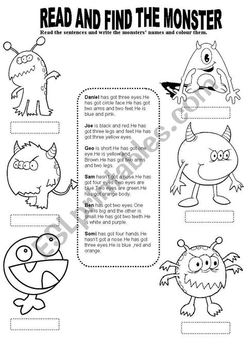 Read Find And Colour The Monsters Esl Worksheet By Sensem Picture