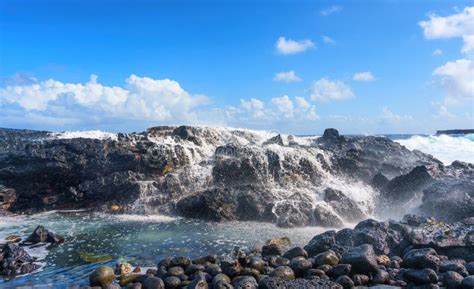 Majestic Hawaiian Coastline With Ocean Waves Stock Photo Image Of