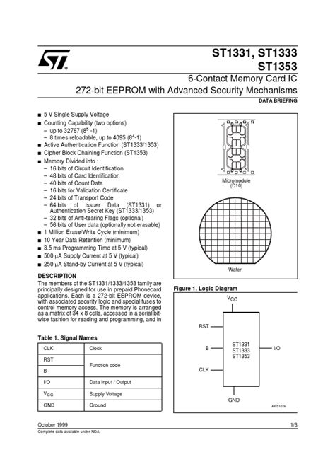 St1331 St Microelectronics Eeprom Hoja De Datos Ficha Técnica