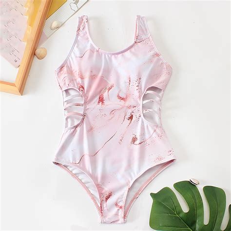 Shldybc Girls One Piece Swimsuit Cute Print Bikini Sling Swimsuit