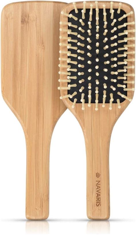 Navaris Bambus Haarbürste Holz Borsten Naturbürste Paddle Brush mit