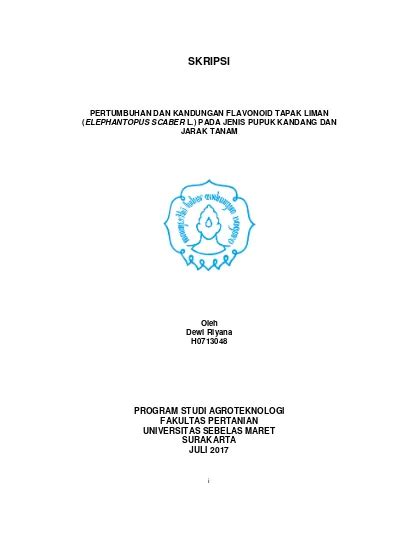 Pertumbuhan Dan Kandungan Flavonoid Tapak Liman Elephantopus Scaber L