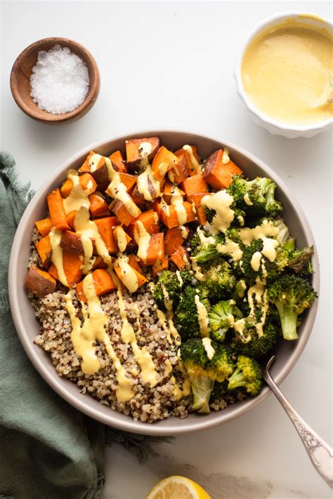 Roasted Veggie Bowls With Turmeric Dressing