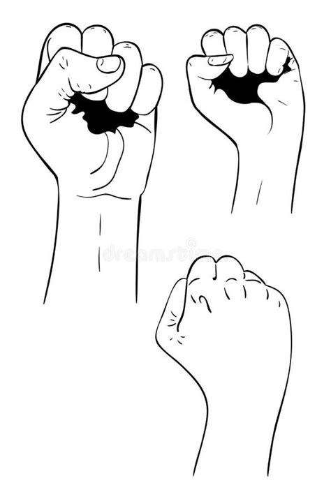 Outline Clenched Fist Male Hand Raised Up Stock Vector Illustration Of Protest Clenched