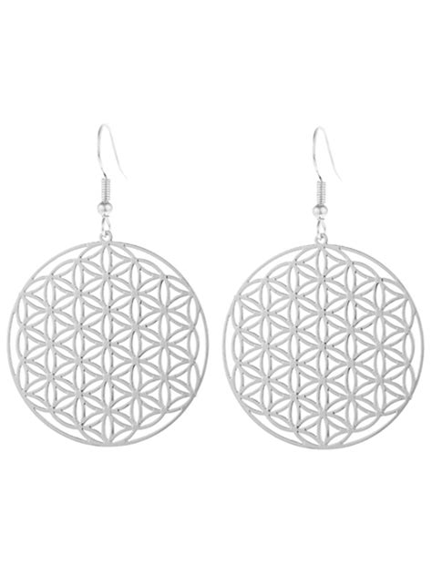 Silver Circle Laser Cut Out Earrings Luxury Divas