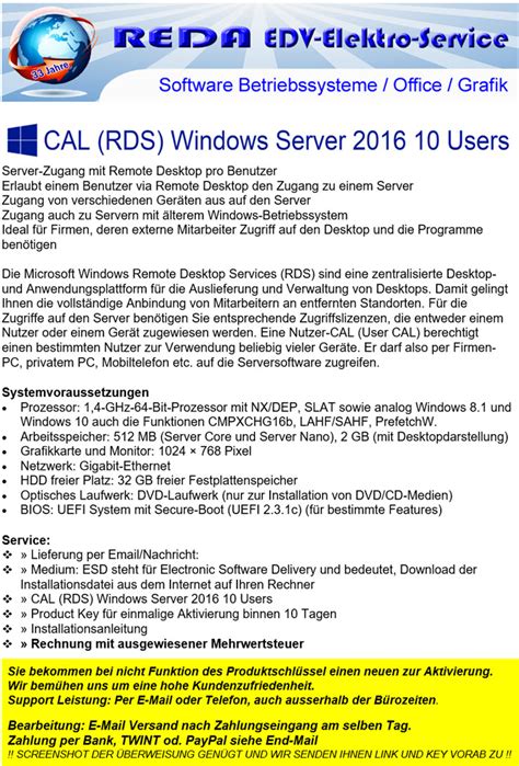 Cal Rds Windows Server 2016 10 User Kaufen Auf Ricardo