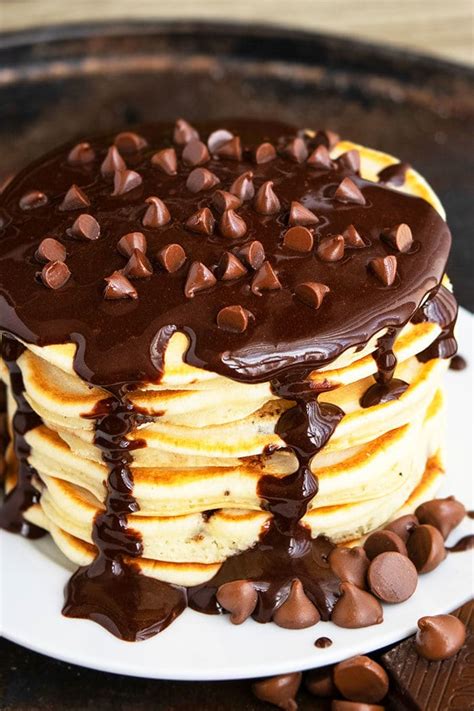 Chocolate Chip Pancakes {With Chocolate Syrup} - CakeWhiz