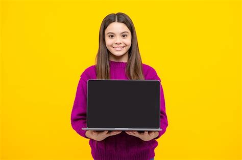 Premium Photo Smart Girl With Laptop In Casual Clothes Isolated Over