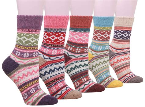 Womens Knit Warm Wool Socks Winter Warm Socks Vintage Thick