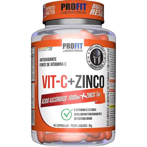 Vitamina C 1000mg Zinco 7mg 60 Cápsulas Profit Labs Shopee Brasil