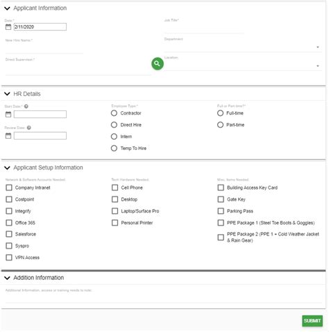 Onboarding Form Template