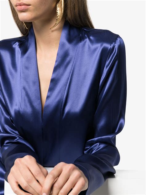 Haider Ackermann Shawl Collar Silk Satin Blouse Farfetch In