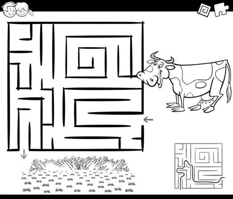 Maze With Cow For Coloring Mazes For Kids Cow Maze