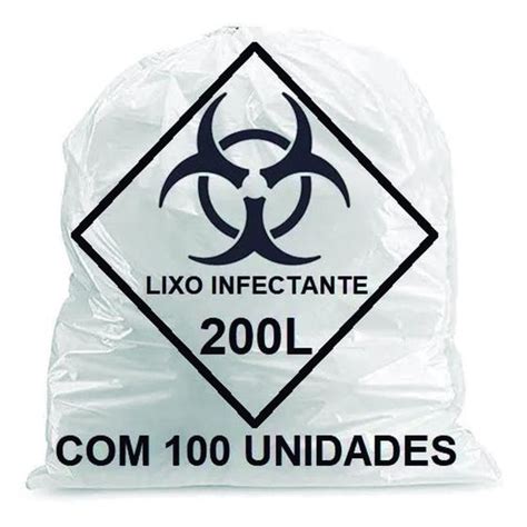 Saco Lixo Hospitalar Infectante 200L C 100 Branco Embalac Saco De