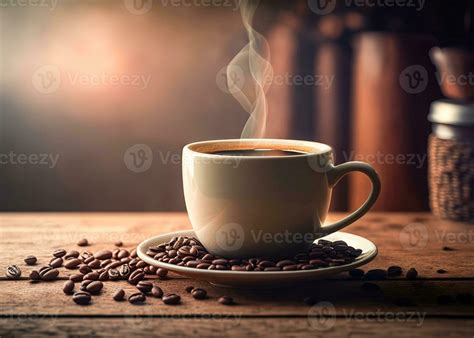 Hot Coffee Cup With Coffee Beans Wallpaper Coffee 23513862 Stock Photo