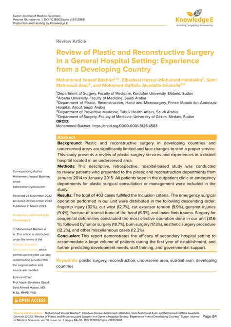 Pdf Review Of Plastic And Reconstructive Surgery In A General Hospital Setting Experience