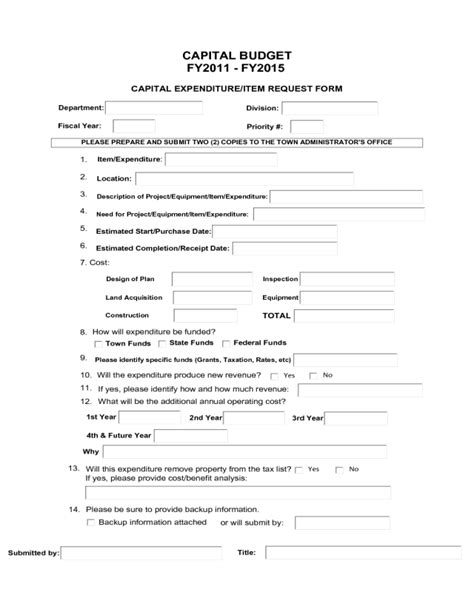 Capital Budget Form Fillable Printable Pdf Forms Handypdf