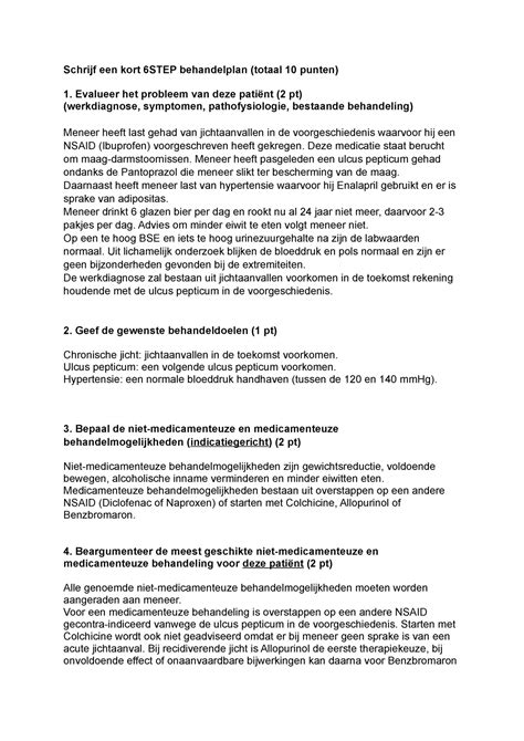 Step Jicht Schrijf Een Kort Step Behandelplan Totaal Punten