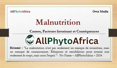 La Malnutrition Causes Facteur Favorisant Et Cons Quences