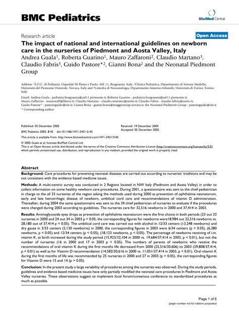 Pdf The Impact Of National And International Guidelines On Newborn