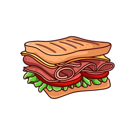 Premium Vector Sandwich Cartoon In Hand Drawn Illustration