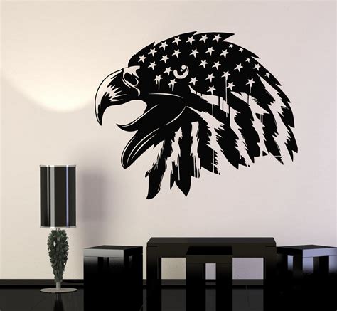 Vinyl Wall Decal Bald Eagle Head United States Flag Symbol Stickers Mu ...