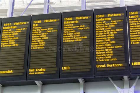 Arrivals Departure Board In King`s Cross Train Station London England