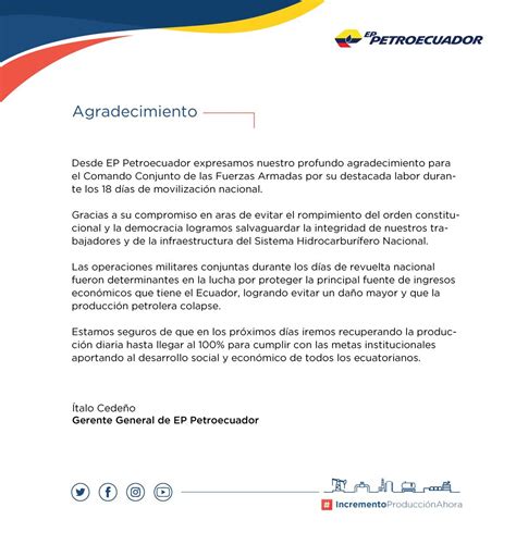 EP PETROECUADOR On Twitter EPPETROECUADOR Agradece El Apoyo Brindado