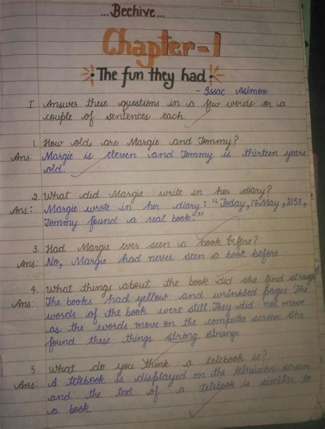 English Question Answer The Fun They Had Chapter Brainly In