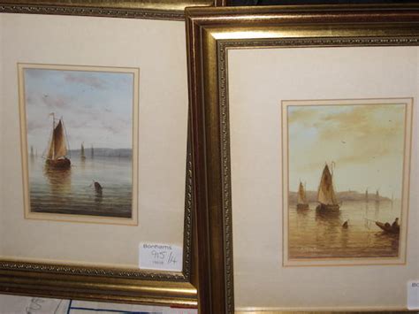 Bonhams R Cavalla 20th Century Fishing Boats In A Calm Together