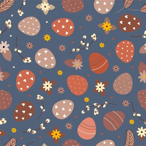 Premium Vector Pattern Of Easter Eggs And Flowers And Pussy Willow