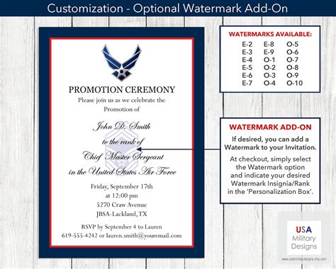 Air Force Promotion Ceremony Invitation Printable Air Force | Etsy