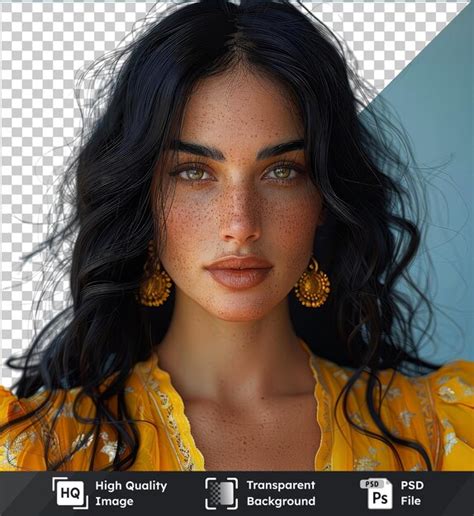 Premium PSD Portrait Of Indian Brunette Model With Striking Blue And Brown Eyes Prominent Nose