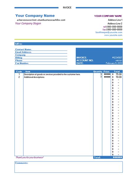 Subcontractor Invoice Template Excel Invoice Example