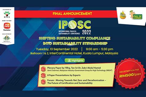 Mpocs Th International Palm Oil Sustainability Conference Iposc