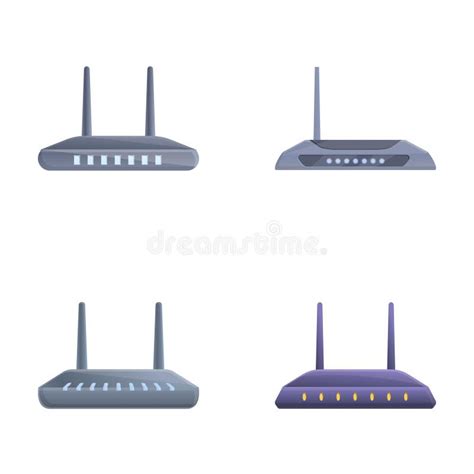 Router Icons Set Cartoon Vector Wireless Wi Fi Router Stock Vector