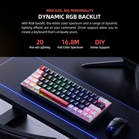 Thunderobot K63 Wired Mechanical Keyboard, Gaming Keyboard, 63 Keys PBT ...