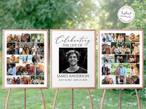 Celebration Of Life Funeral Poster Editable Photo Collage Funeral