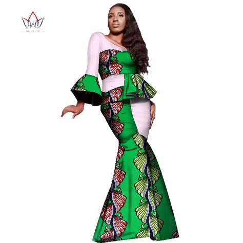 Style Africain Bazin Riche Robes Pour Femmes Deux Pi Ces Ensemble