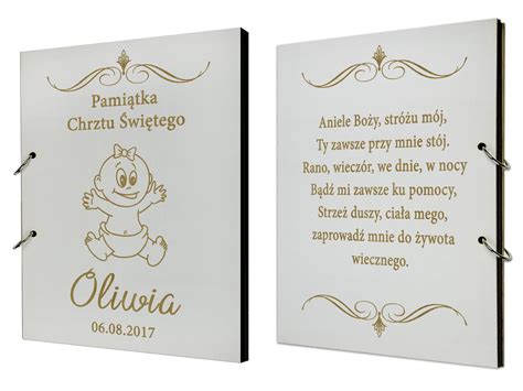 BIAŁY DREWNIANY ALBUM NA CHRZEST GRAWER Z IMIENIEM Sklep Opinie