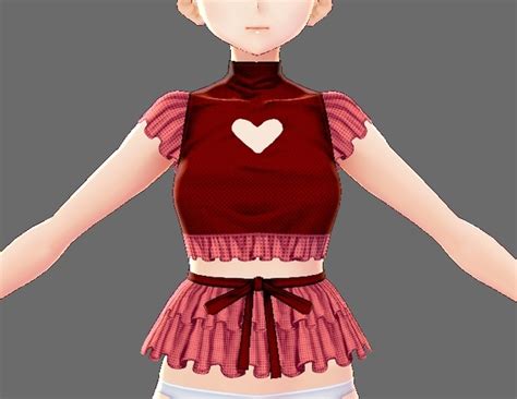 Sexy Ruffled Vroid Top With Heart Cut Zoltanazc Booth